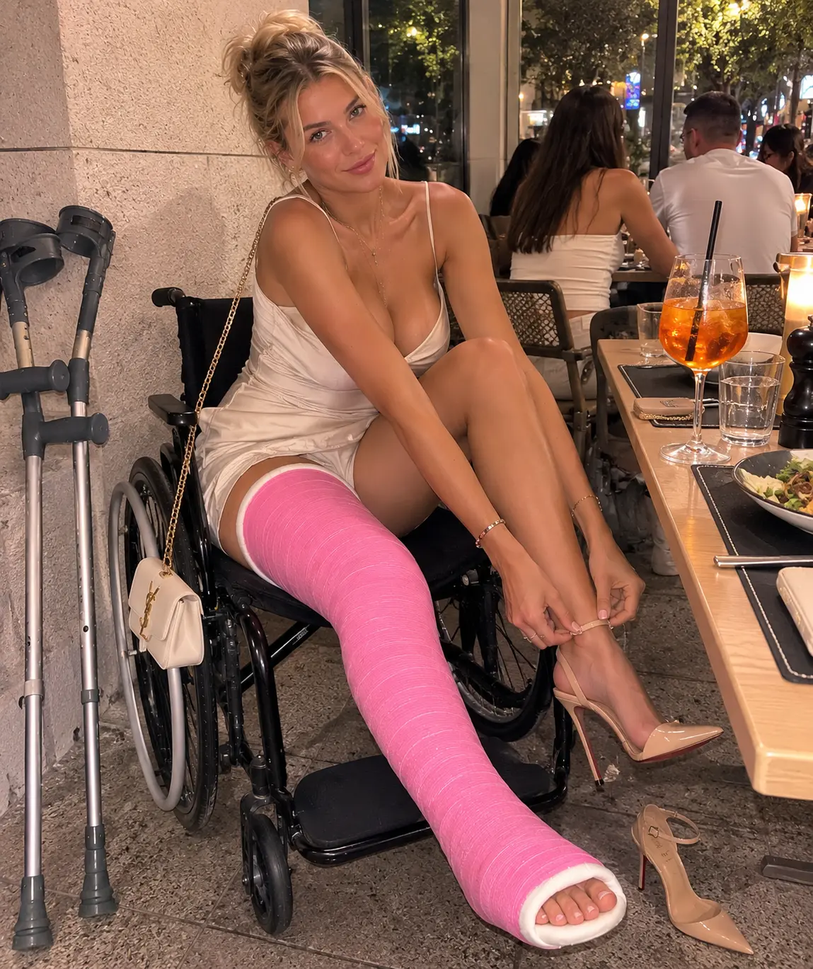 Example AI-generated leg cast photo made with Castlife Studio