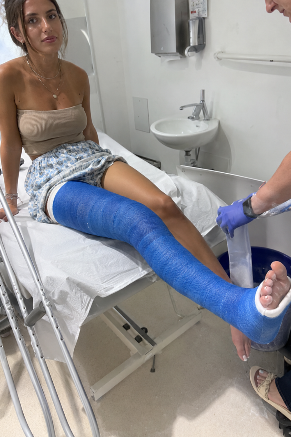 Cast being applied in clinic